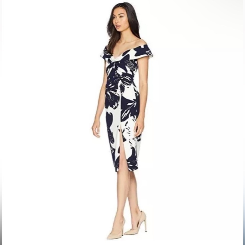 Bardot Botanica Camila navy white floral midi dress